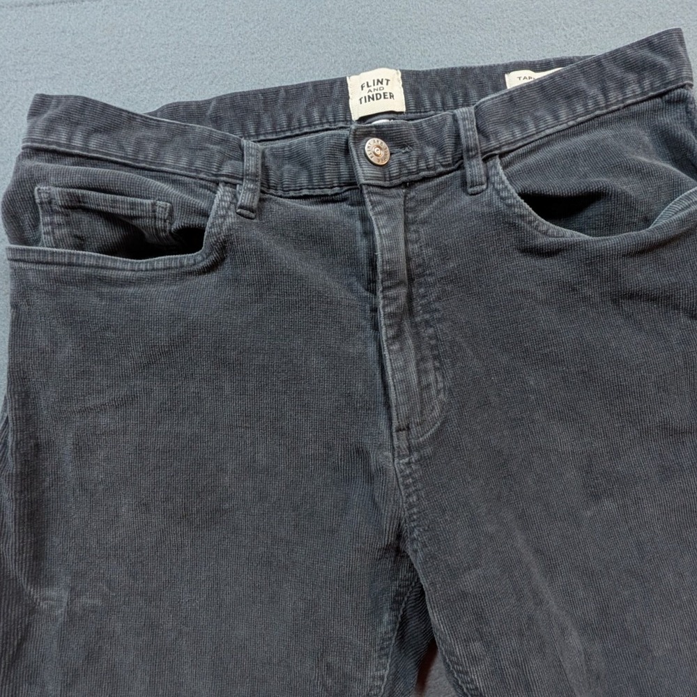 Flint and Tinder Corduroy Pants Mens 32x32 Charcoal Grey Tapered Fit 5-Pocket
